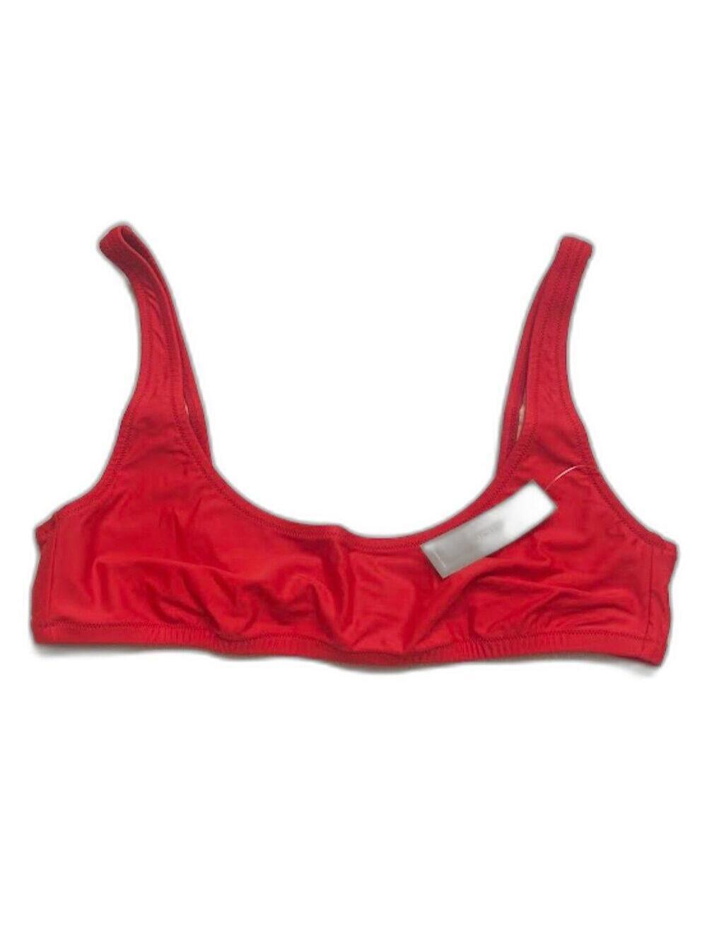 J Crew Heritage Scoopneck Bikini Top BX611 Red NWT Size L
